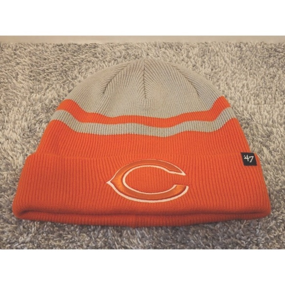 '47 Brand Chicago Bears NFL Cedarwood Cuff Warm Beanie Knit Hat Cap Orange NEW
